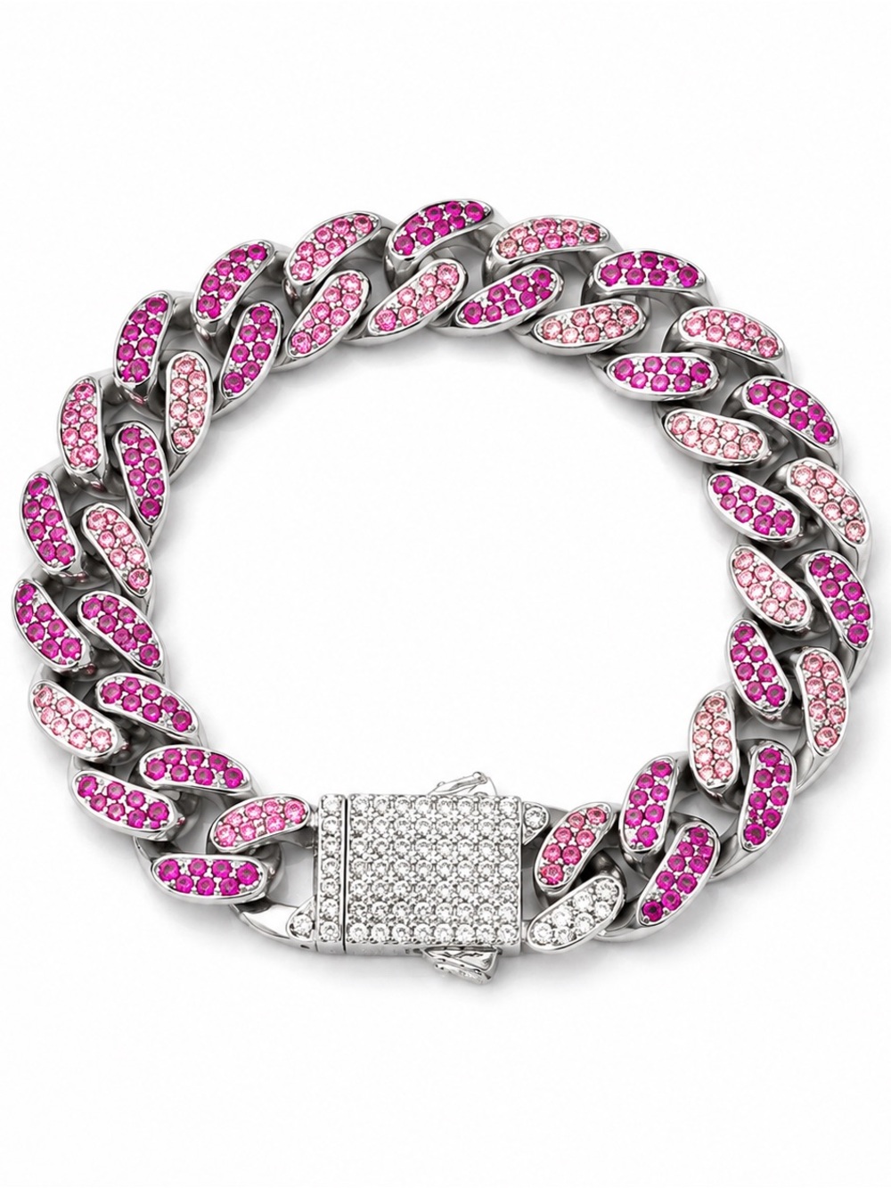 Pink crystal Cuban Link bracelet